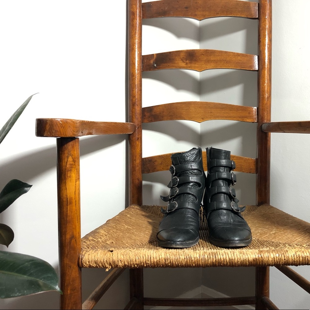 Modern Vice Black Buckle Boots Pirate Leather pirate